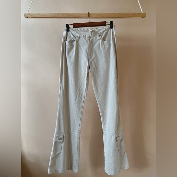 Y2K Vintage Low Rise Beige Flared Cargo Pants - Picture 1 of 4